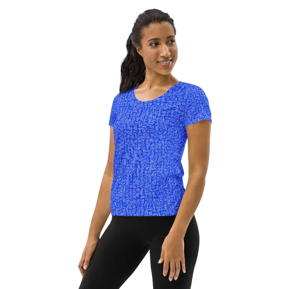 Cobalt Whirl on Women's Athletic T-Shirt — Left