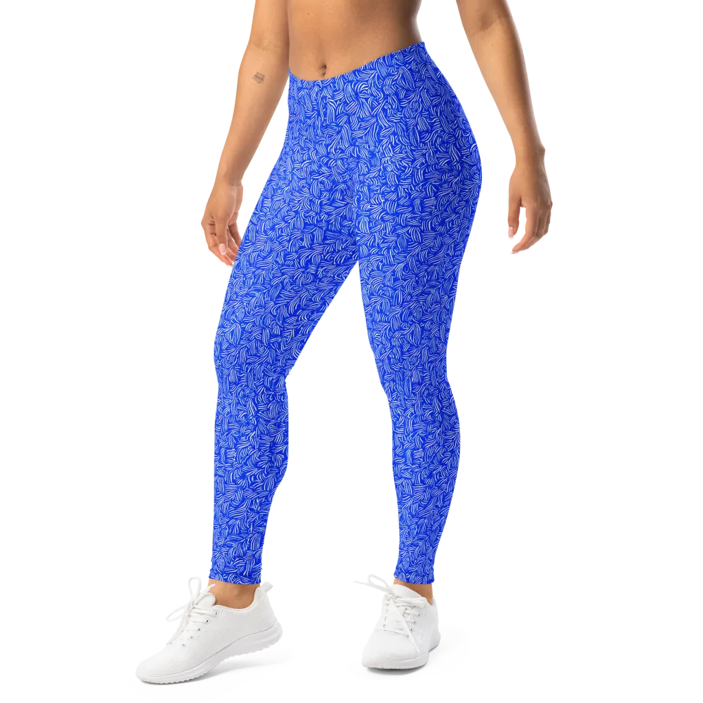 Cobalt Whirl on Leggings — Left Front