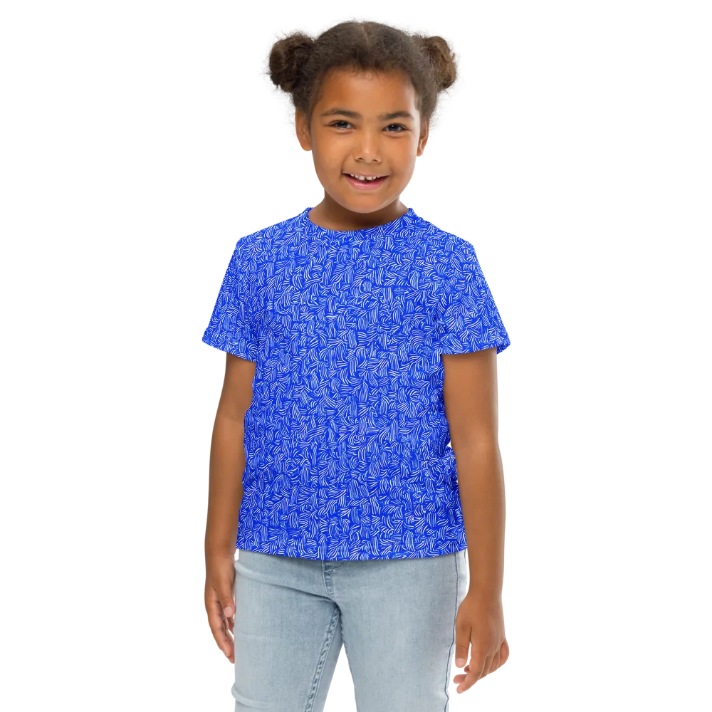 Cobalt Whirl on Kids Crew Neck T-Shirt — Front