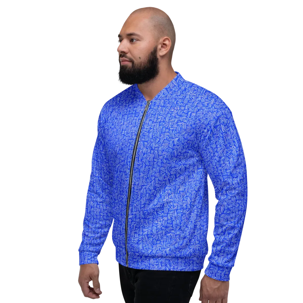 Cobalt Whirl on Bomber Jacket — Left