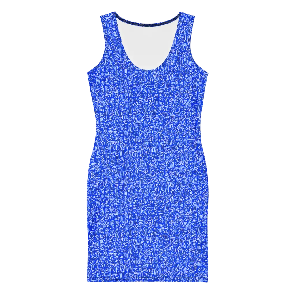 Cobalt Whirl on Bodycon Dress — Front