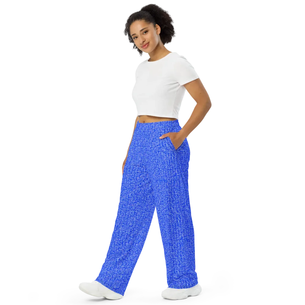 Cobalt Whirl on Wide-Leg Pants — Left Front