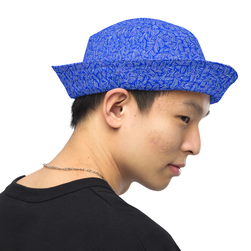 Cobalt Whirl on Reversible Bucket Hat — Right Outside