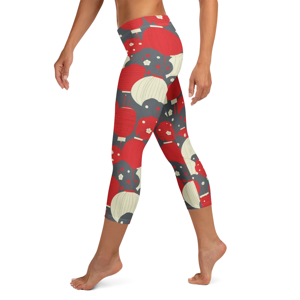 Crimson Festival on Capri Leggings — Left