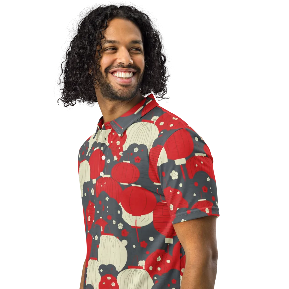 Crimson Festival on Men's Slim Fit Polo Shirt — Left Front