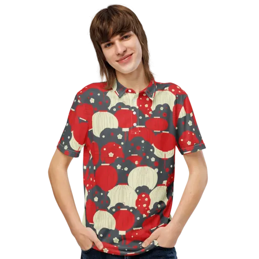 Crimson Festival on a Men's Slim Fit Polo Shirt