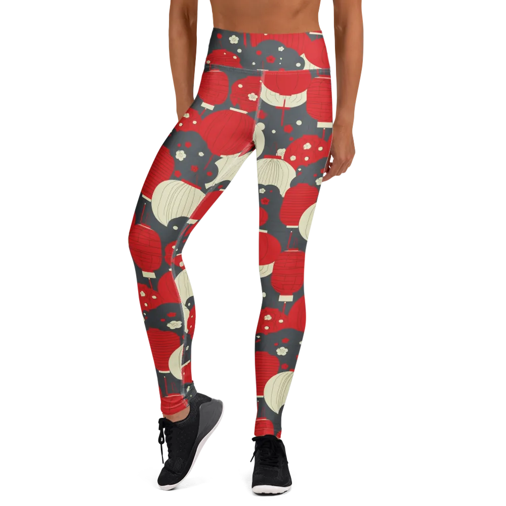Crimson Festival on Yoga Leggings — Front
