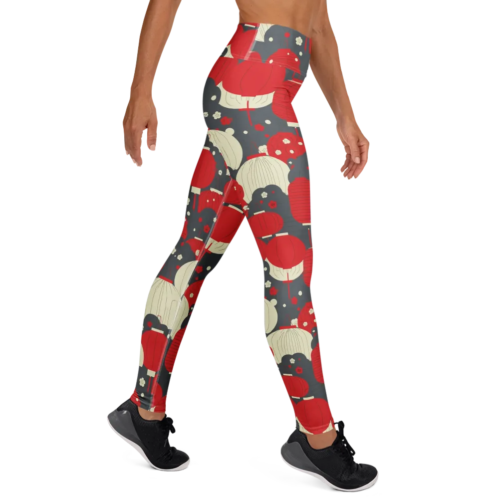 Crimson Festival on Yoga Leggings — Right