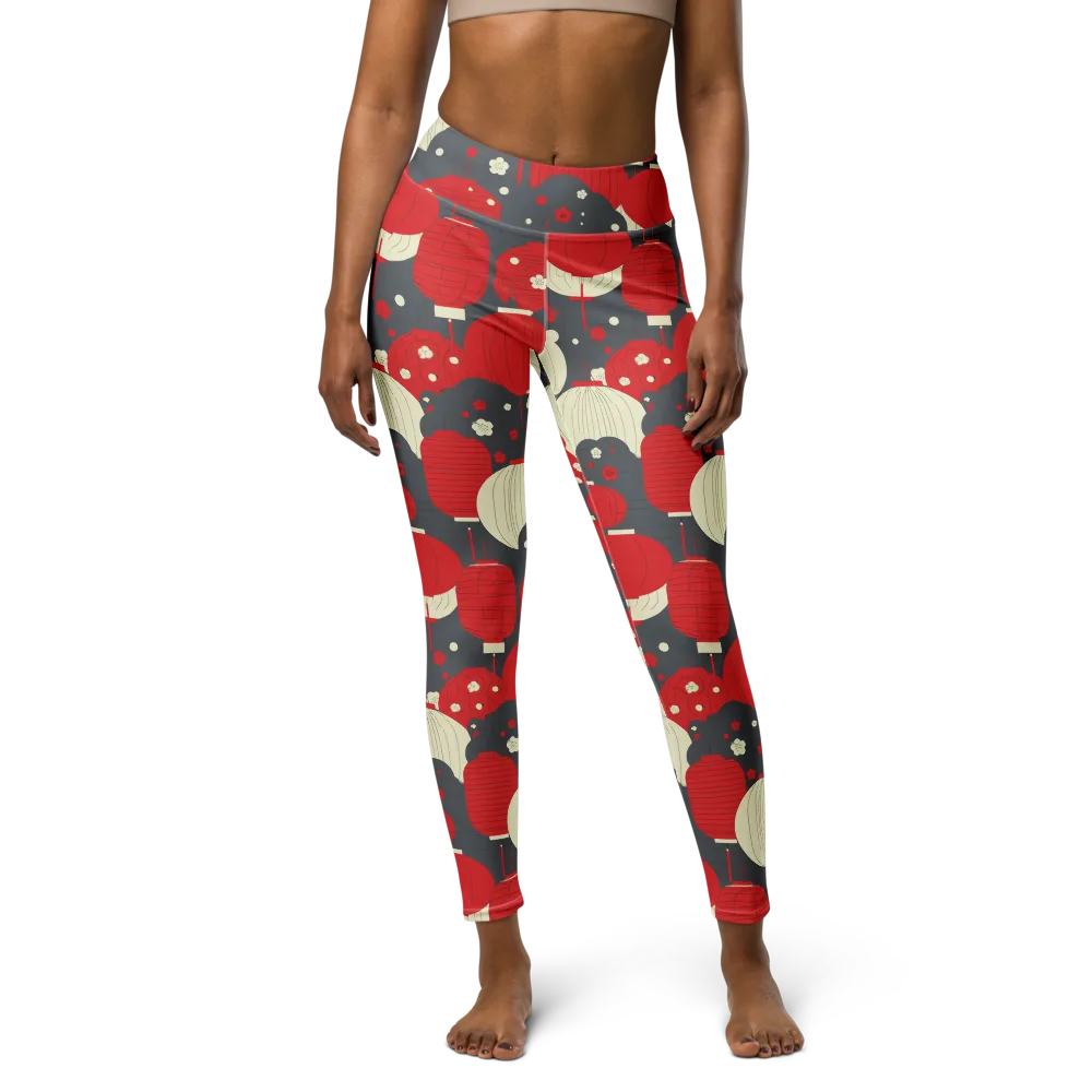 Crimson Festival on Yoga Leggings — Front