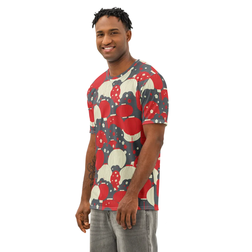 Crimson Festival on Men's Cotton Crew Neck T-Shirt — Left Front