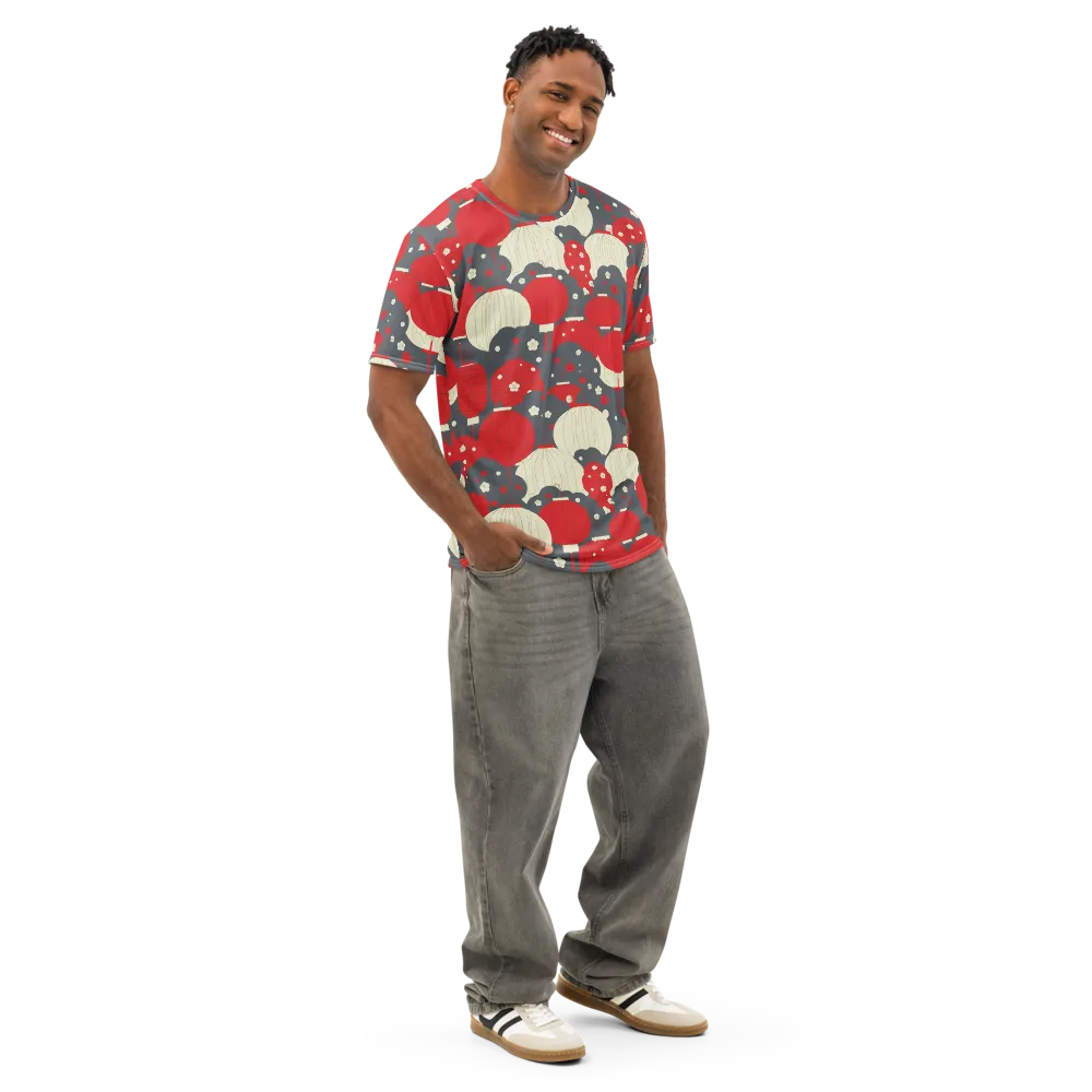 Crimson Festival on Men's Cotton Crew Neck T-Shirt — Right Front