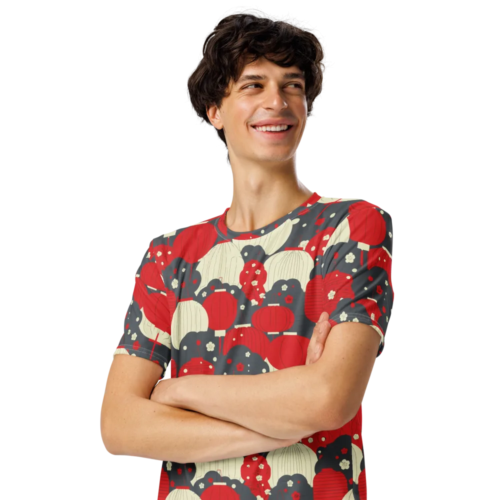 Crimson Festival on Men's Crew Neck T-Shirt — Left Front