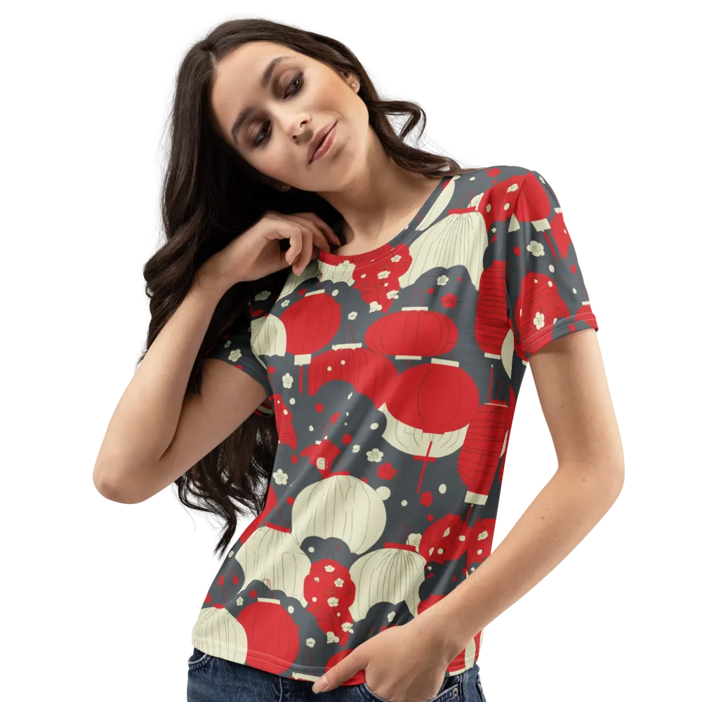 Crimson Festival on Women's Crew Neck T-Shirt — Left Front