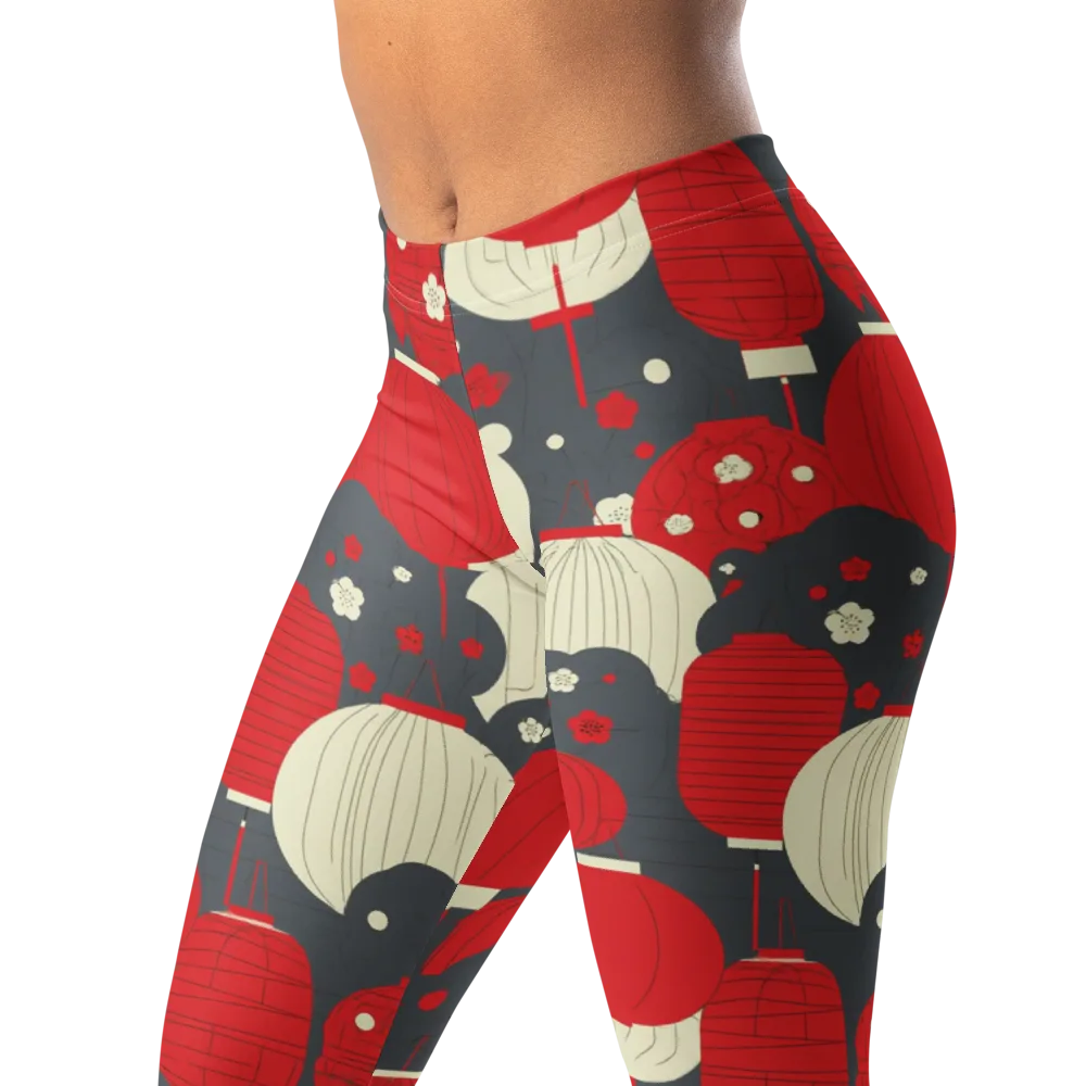 Crimson Festival on Leggings — Left Front
