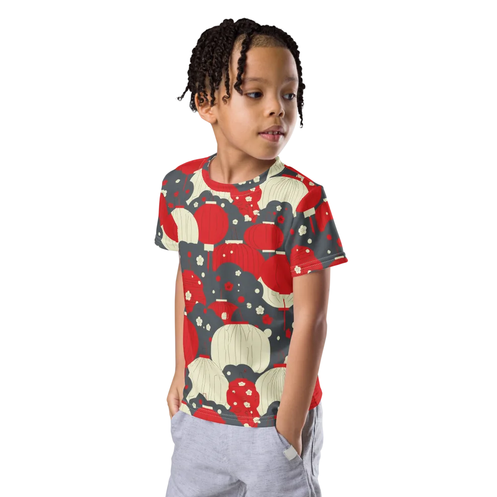 Crimson Festival on Kids Crew Neck T-Shirt — Left Front