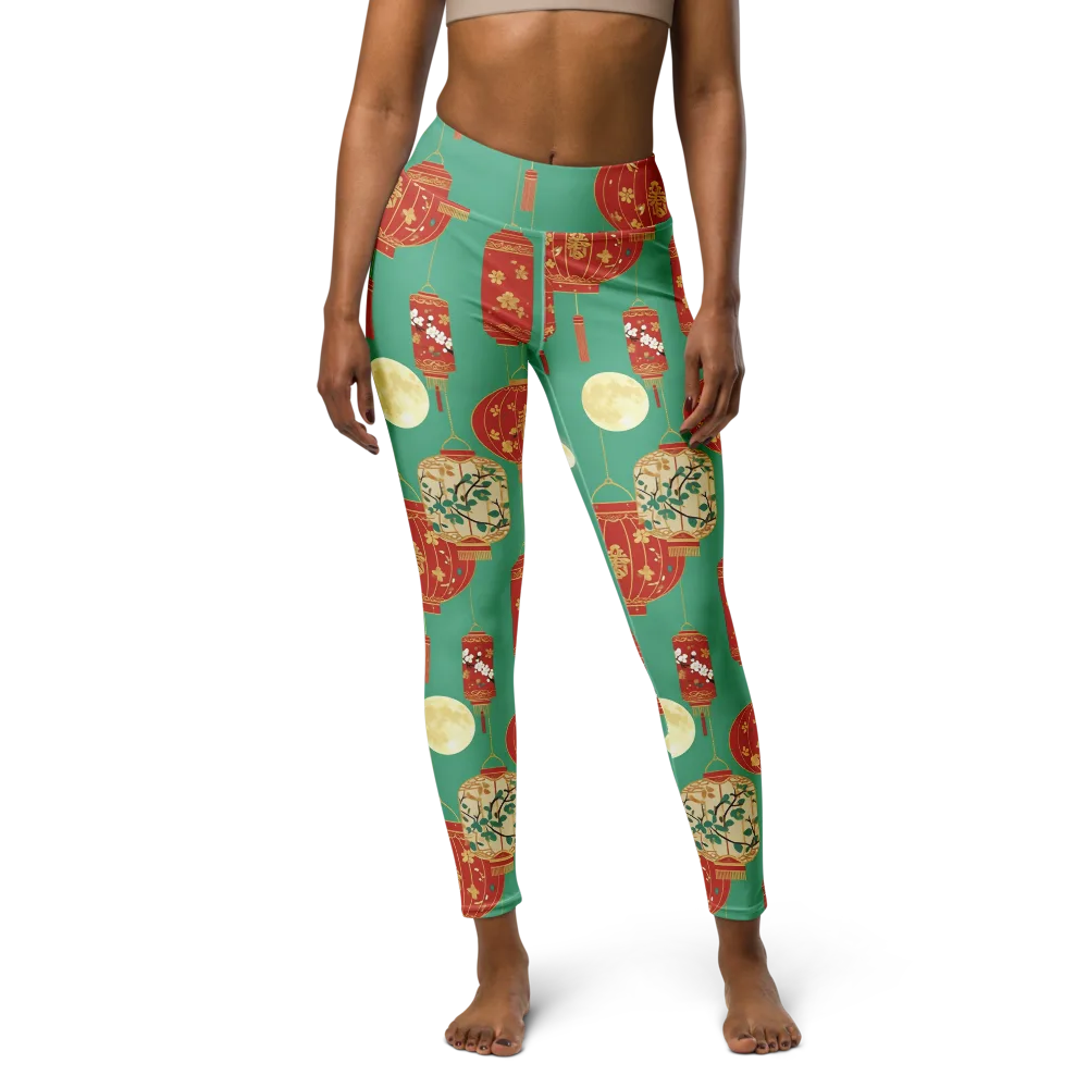 Jade Lantern Night on Yoga Leggings — Front