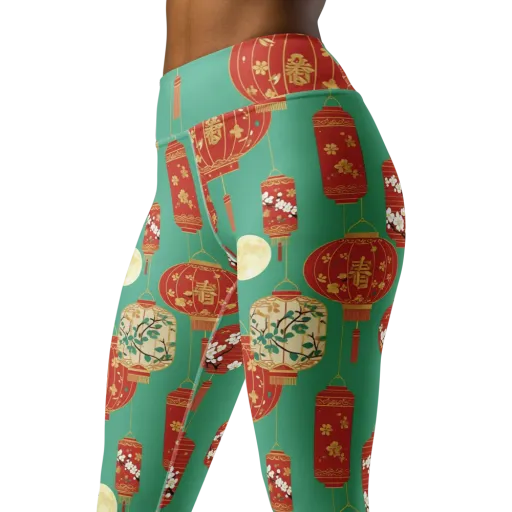 Jade Lantern Night on a Yoga Leggings
