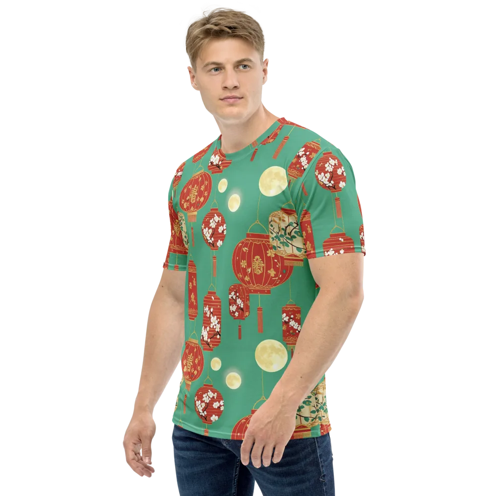 Jade Lantern Night on Men's Crew Neck T-Shirt — Left