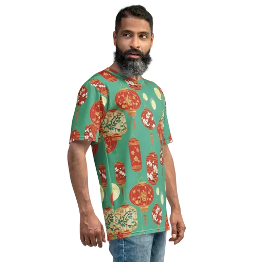 Jade Lantern Night on a Men's Crew Neck T-Shirt