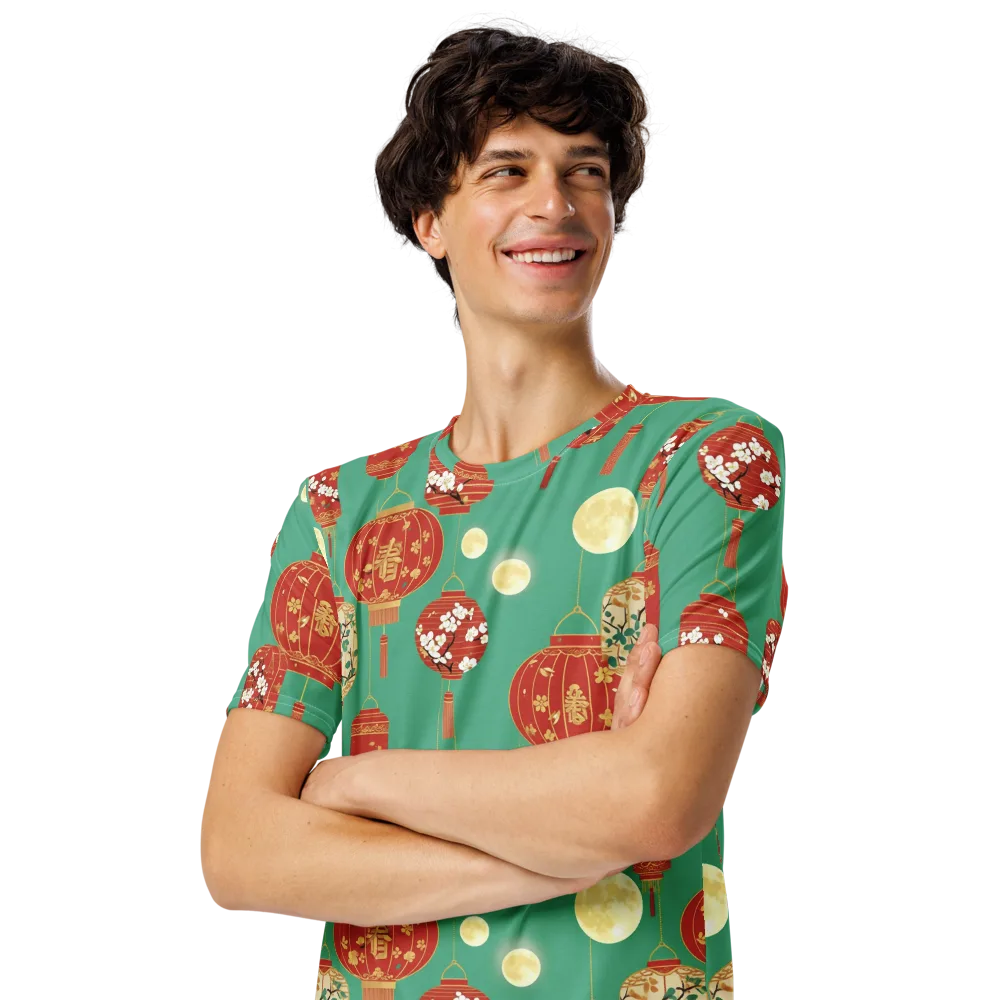 Jade Lantern Night on Men's Crew Neck T-Shirt — Left Front
