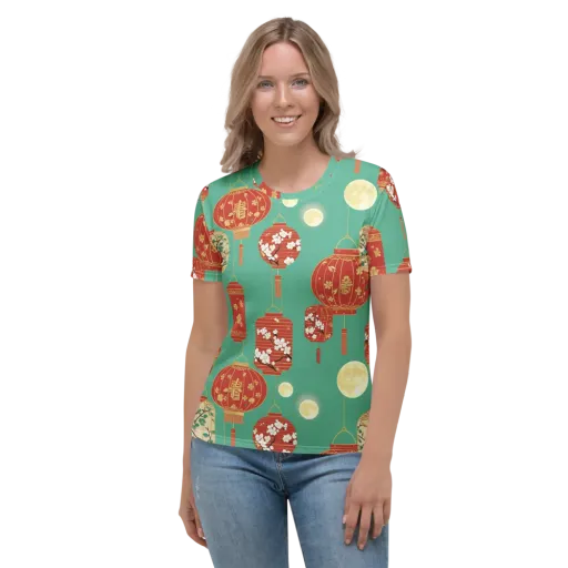 Jade Lantern Night on a Women's Crew Neck T-Shirt