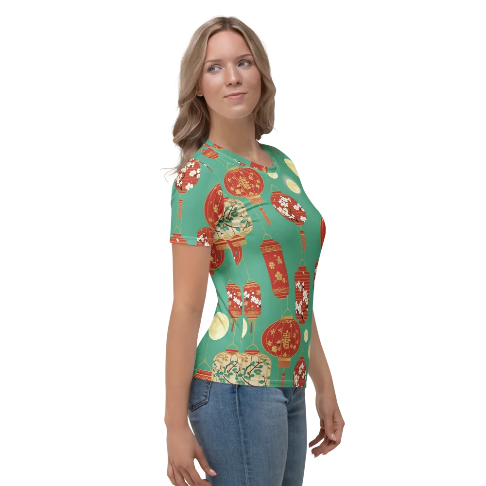 Jade Lantern Night on Women's Crew Neck T-Shirt — Right