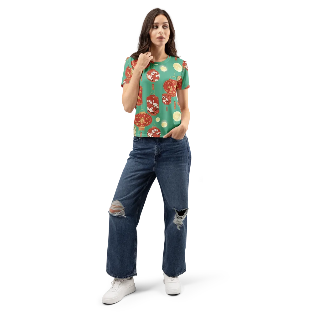 Jade Lantern Night on Women's Crew Neck T-Shirt — Front