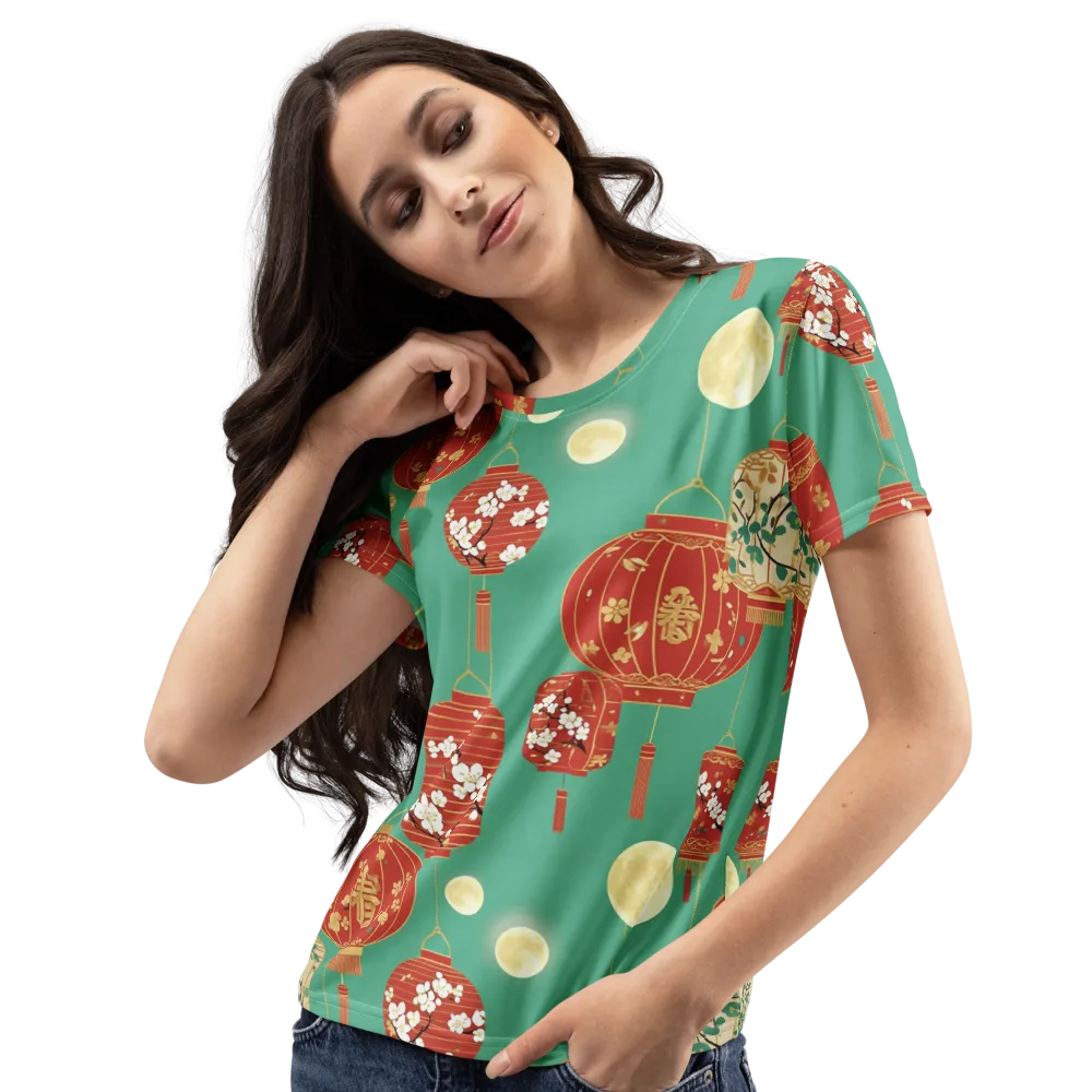 Jade Lantern Night on Women's Crew Neck T-Shirt — Left Front