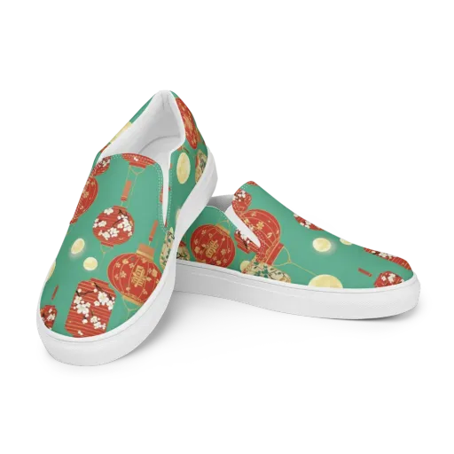 Jade Lantern Night on a Men's Slip-On Canvas Shoes