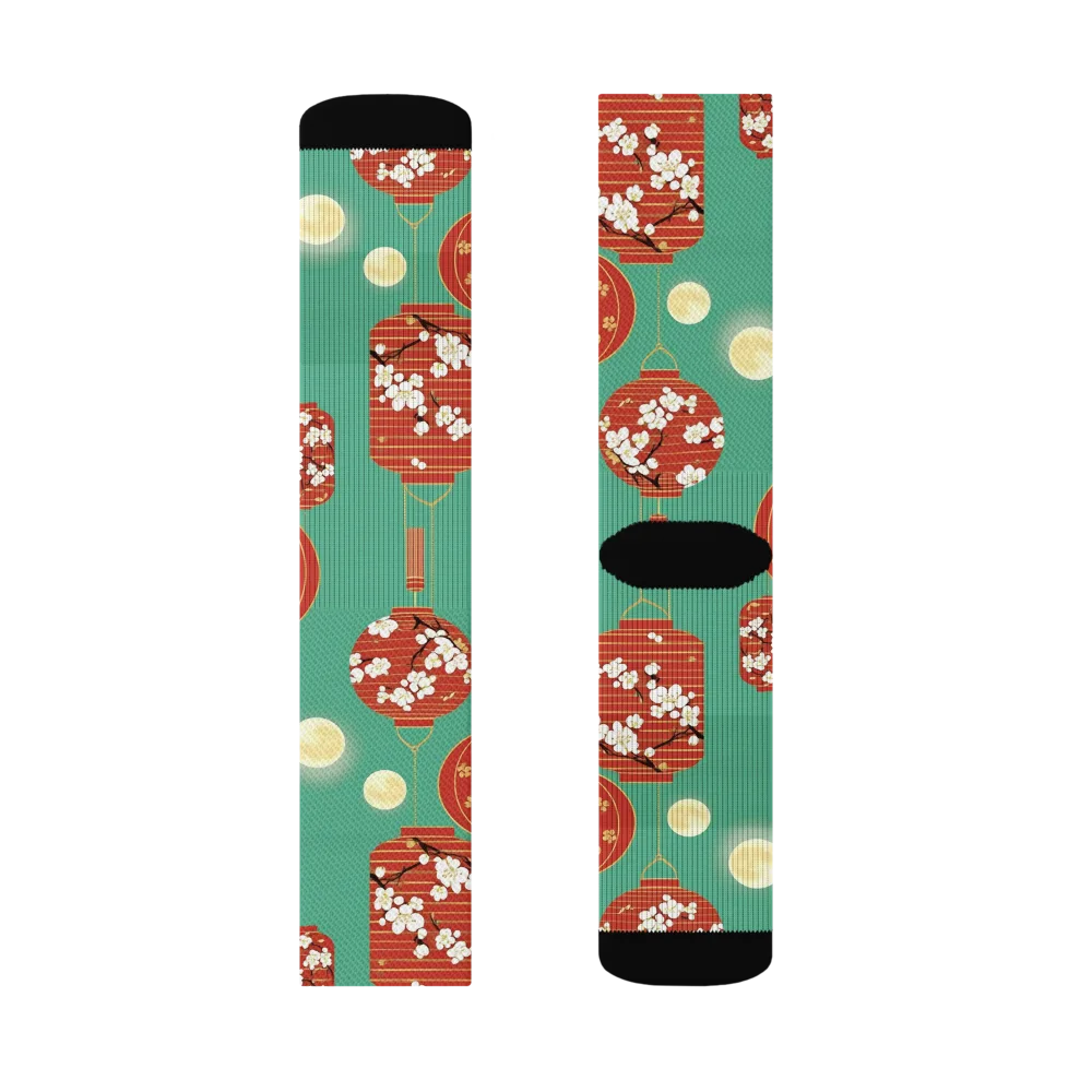 Jade Lantern Night on Socks — Left Sock