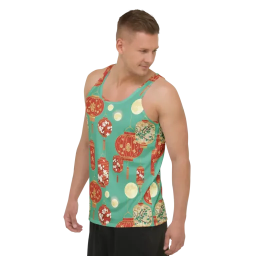 Jade Lantern Night on a Men's Tank Top