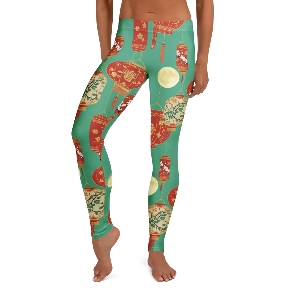 Jade Lantern Night on Leggings — Front
