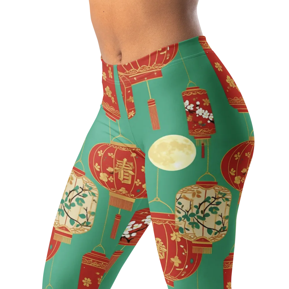 Jade Lantern Night on Leggings — Left Front