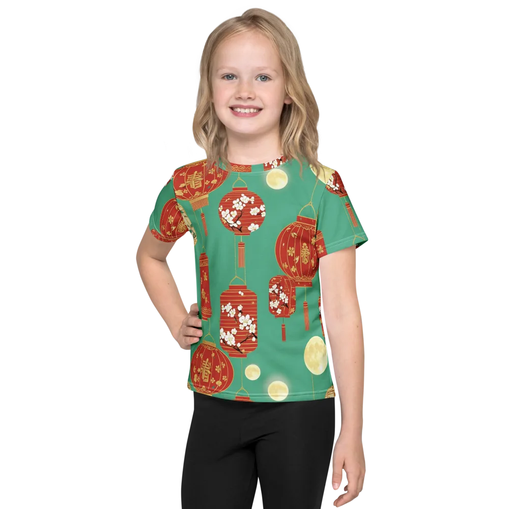 Jade Lantern Night on Kids Crew Neck T-Shirt — Front