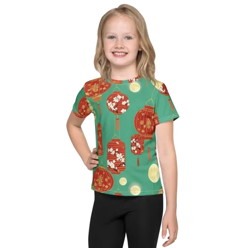 Jade Lantern Night on a Kids Crew Neck T-Shirt