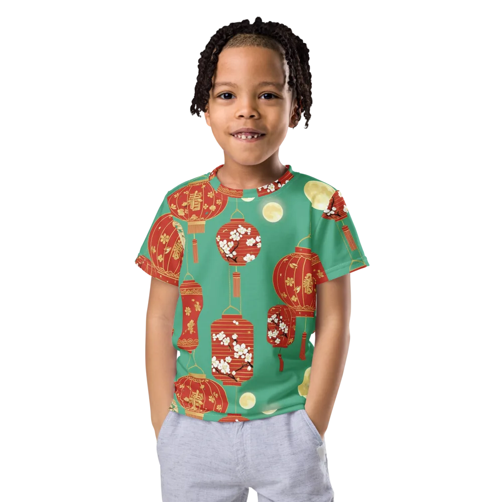 Jade Lantern Night on Kids Crew Neck T-Shirt — Front