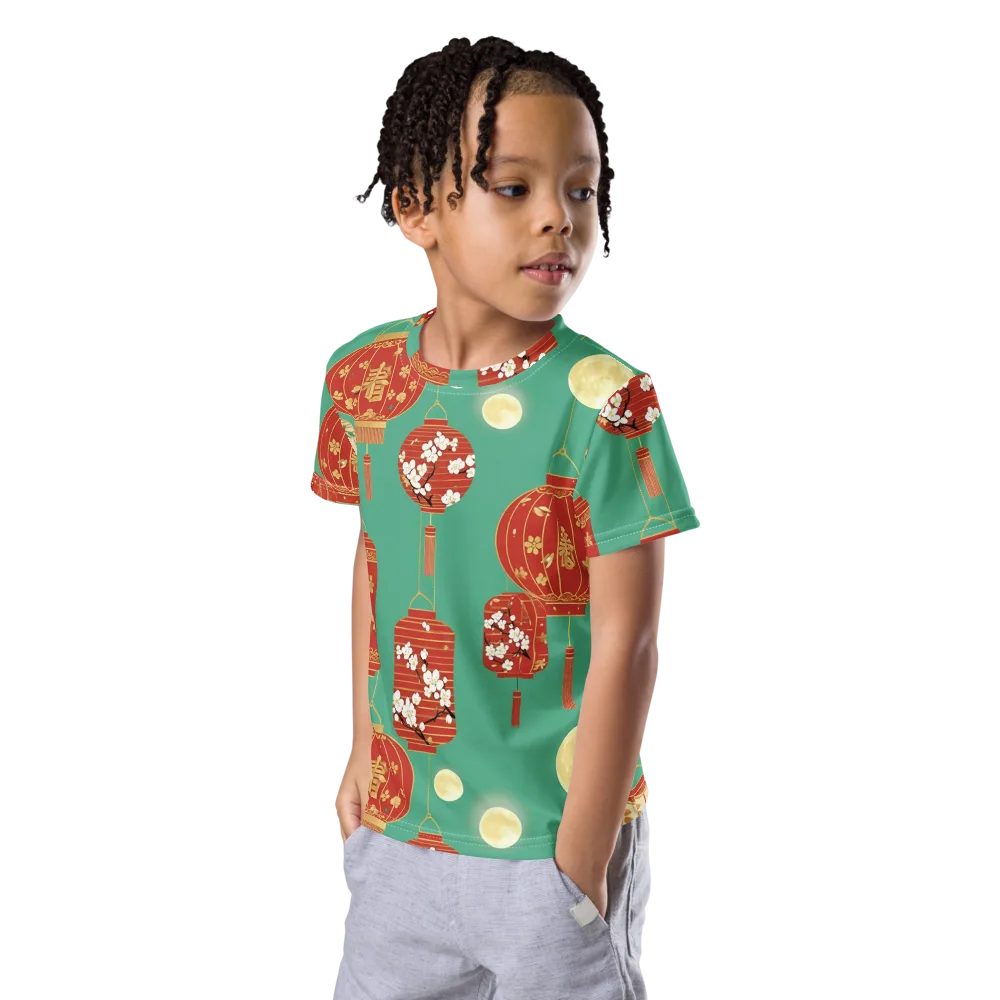 Jade Lantern Night on Kids Crew Neck T-Shirt — Left Front
