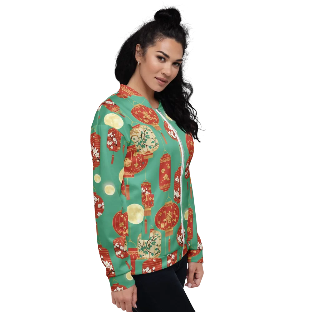 Jade Lantern Night on Bomber Jacket — Right