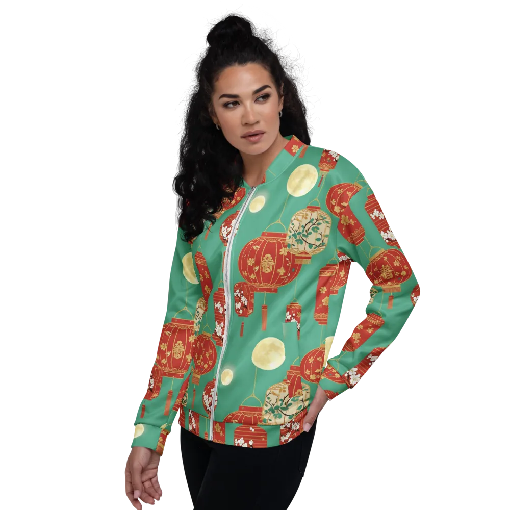 Jade Lantern Night on Bomber Jacket — Left