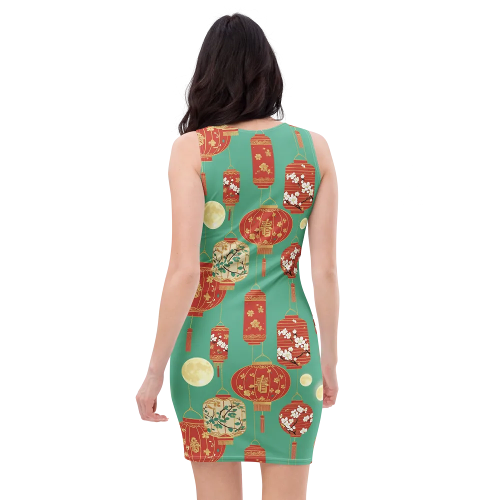 Jade Lantern Night on Bodycon Dress — Back