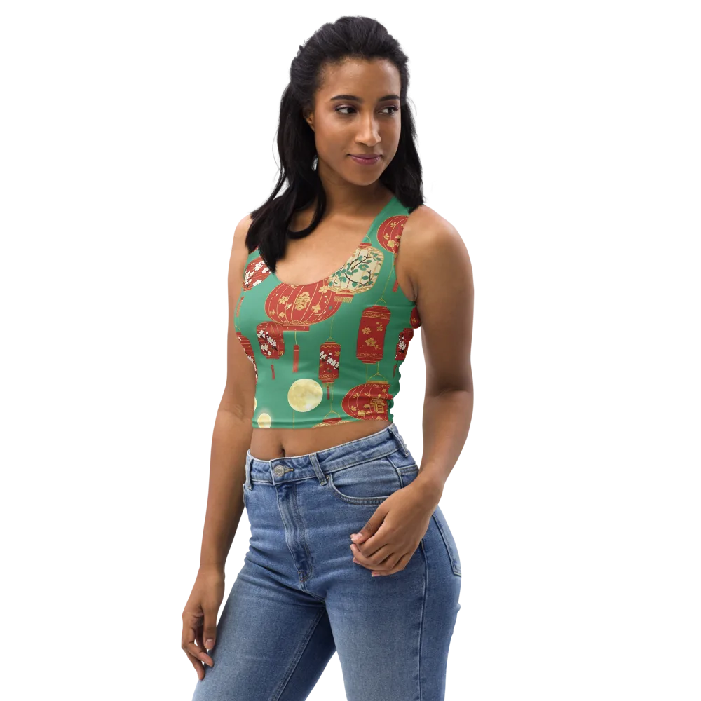 Jade Lantern Night on Crop Top — Left Front