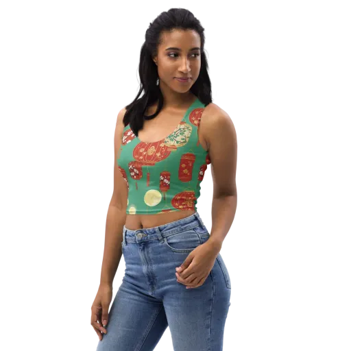 Jade Lantern Night on a Crop Top