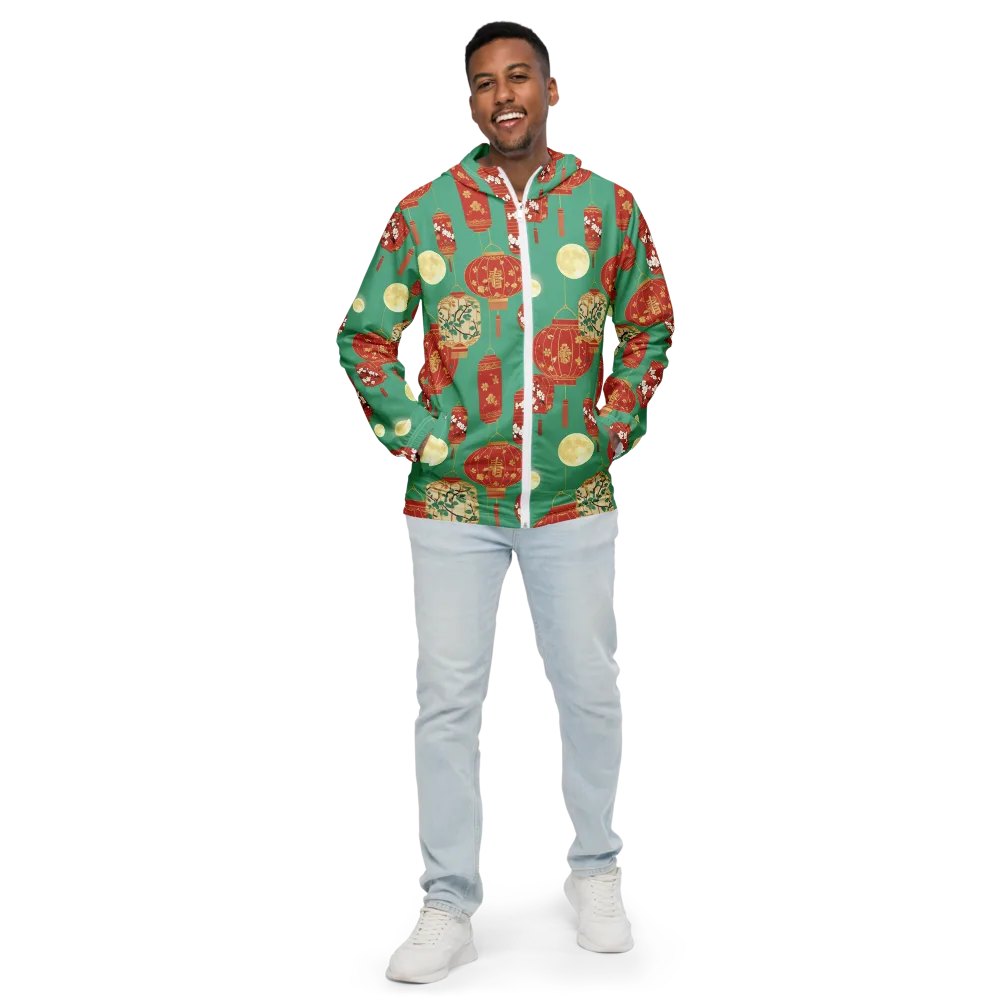 Jade Lantern Night on Men's Windbreaker — Front
