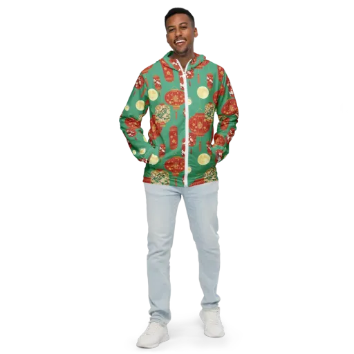Jade Lantern Night on a Men's Windbreaker