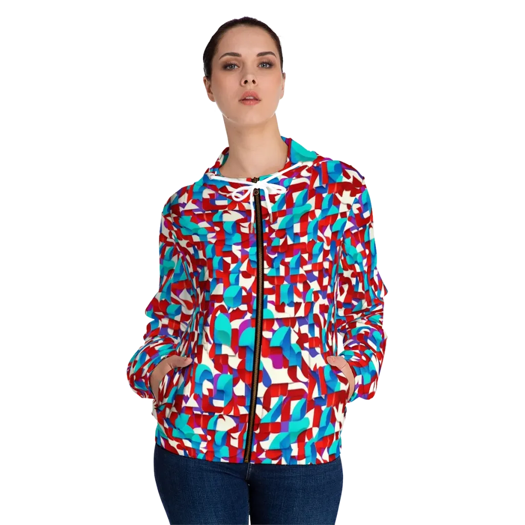 Modular Heat on Women's Full-Zip Hoodie — Front On Person