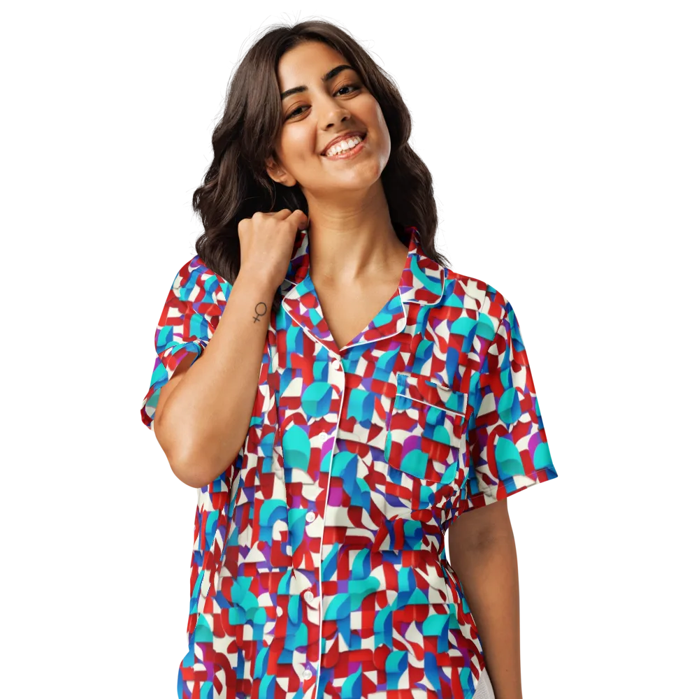 Modular Heat on Women's Short Sleeve Pajama Top — Front