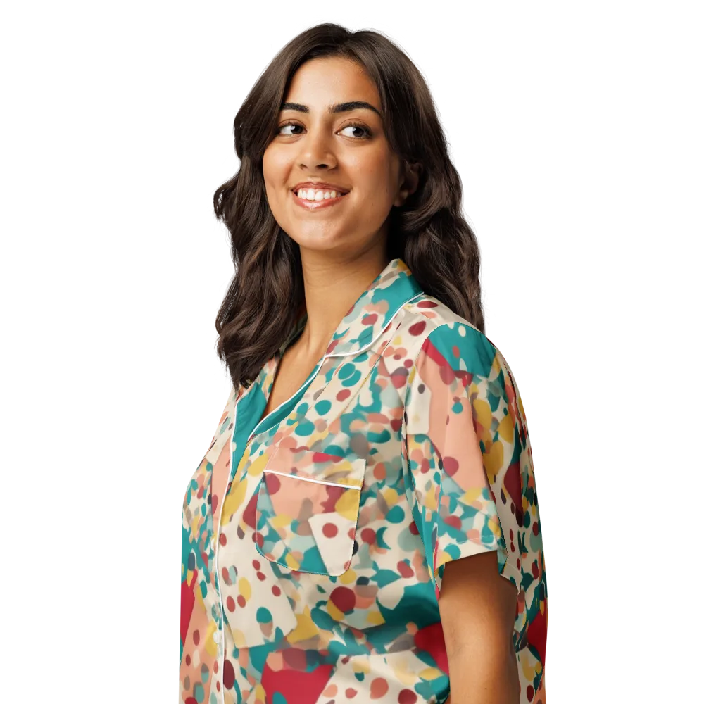 Confetti Quarry on Women's Short Sleeve Pajama Top — Left Front