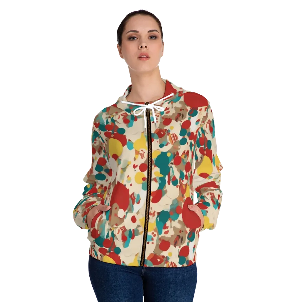 Carnival Orchard on Women's Full-Zip Hoodie — Front On Person