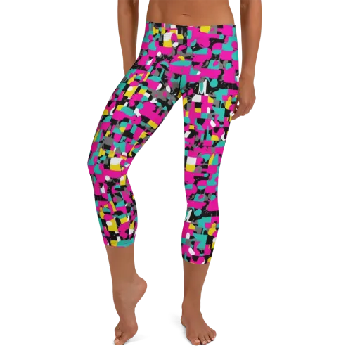 Pink Circuitry on a Capri Leggings