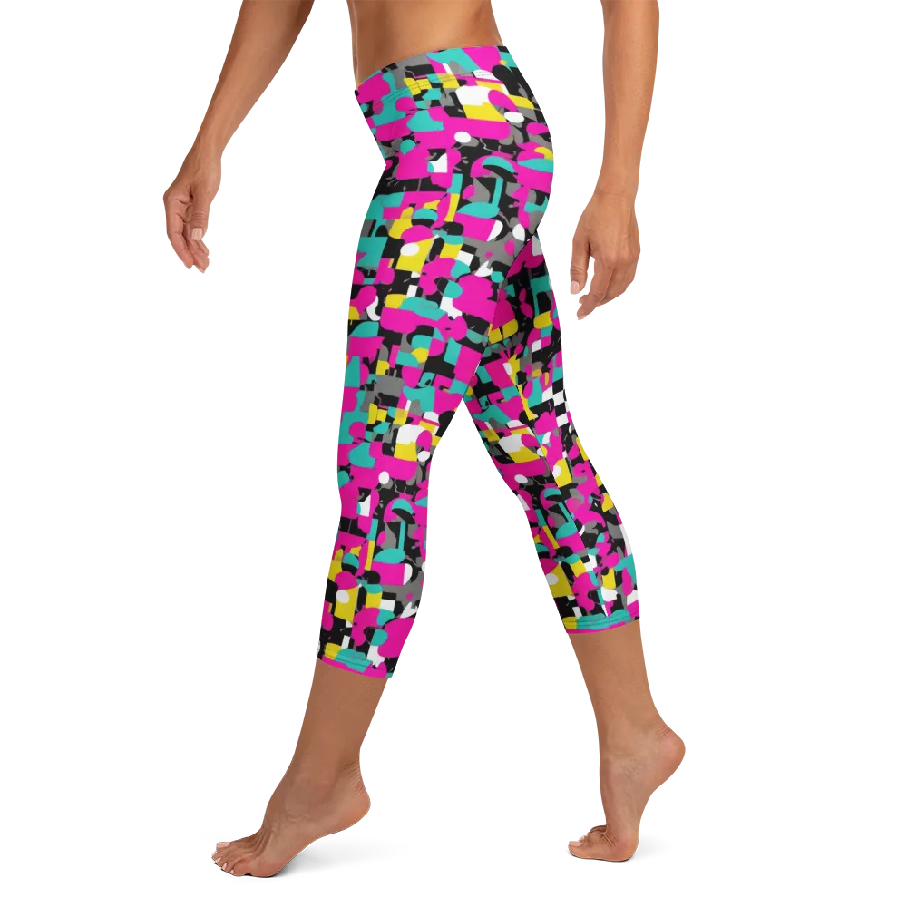 Pink Circuitry on Capri Leggings — Left